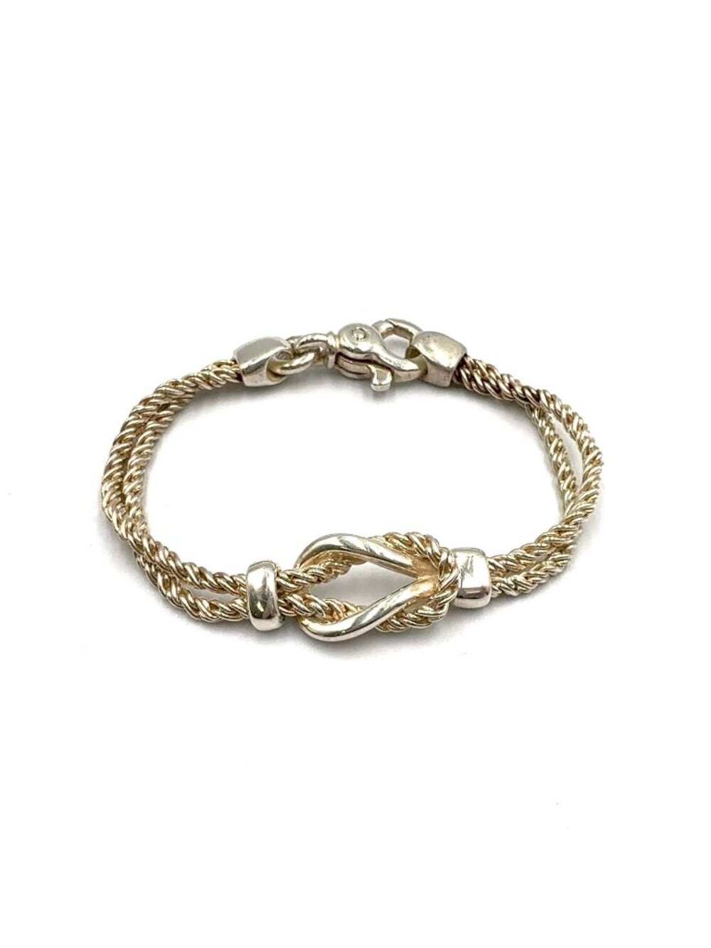 Tiffany & Co Center Knot Double Rope Silver Bracelet